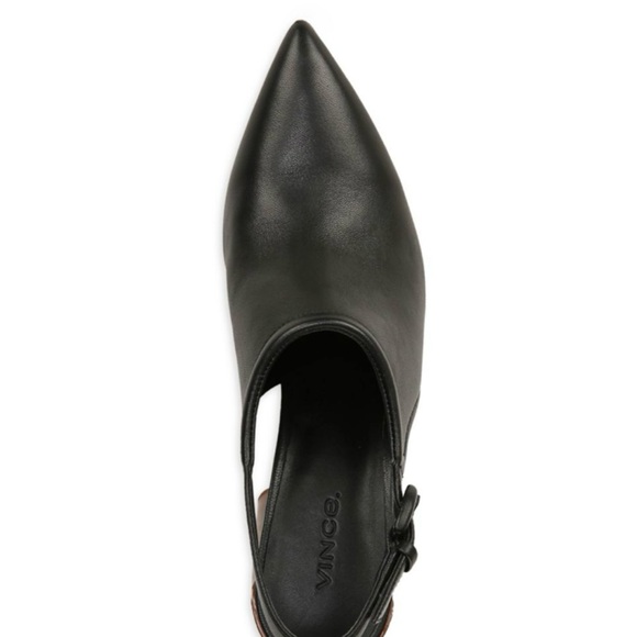 Vince Black Leather Heeled Mules - Picture 5 of 5